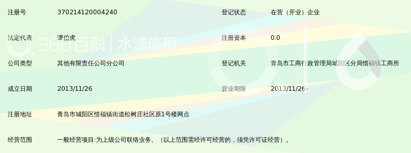 山东长城宽带信息服务有限公司青岛惜福镇营业