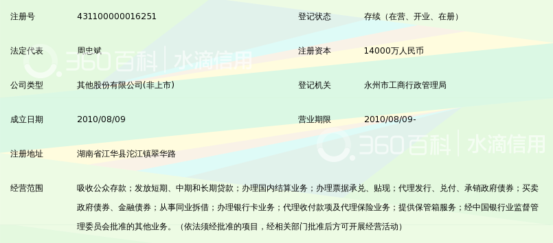 湖南江华农村商业银行股份有限公司_360百科