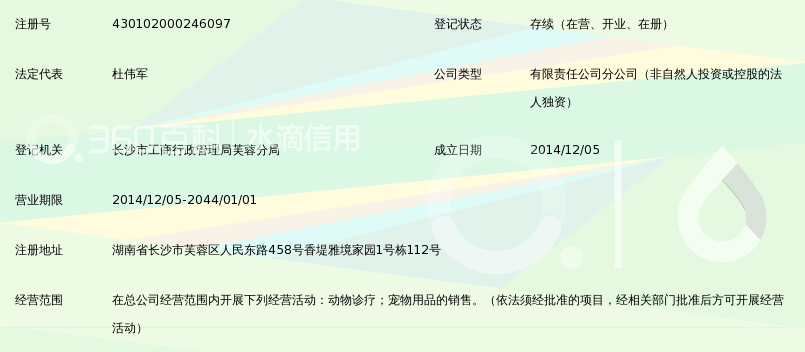 长沙市芙蓉瑞鹏宠物医院有限公司人民东路分院