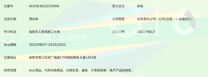 吉林市统领商贸有限责任公司洛阳分公司_360