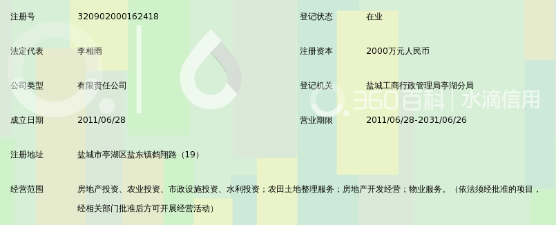 盐城市盐东新城乡投资发展有限公司