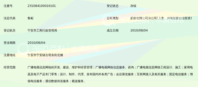 黑龙江广播电视网络股份有限公司宁安分公司