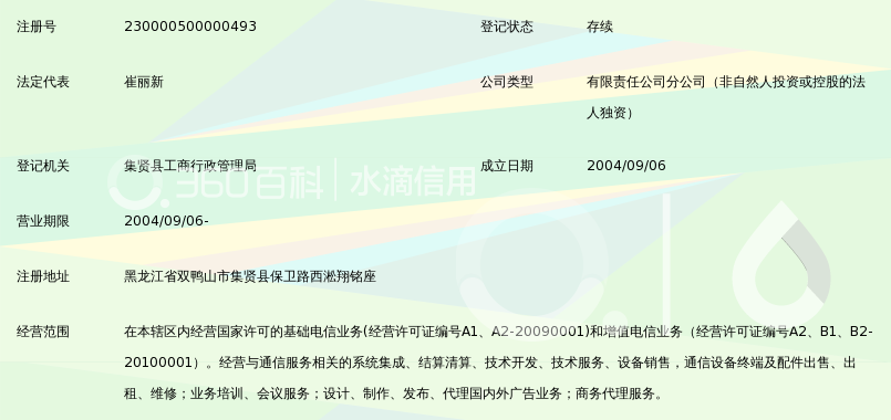 中国移动通信集团黑龙江有限公司集贤分公司_