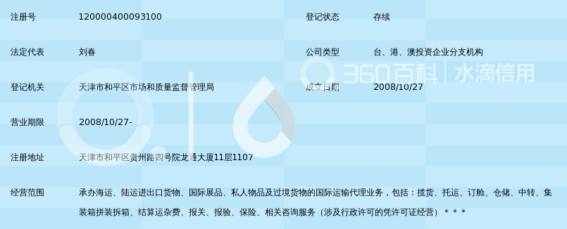 世纪冠航国际货运代理(深圳)有限公司天津分公