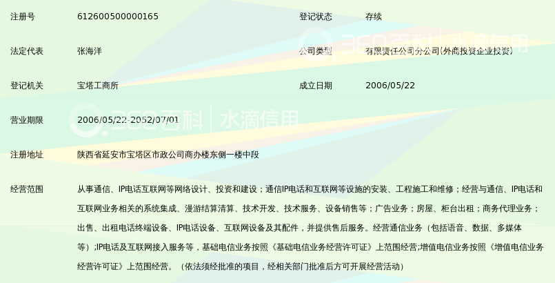 中国移动通信集团陕西有限公司延安东大百货营