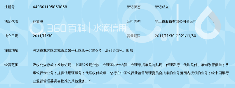 浙商银行股份有限公司深圳龙岗支行