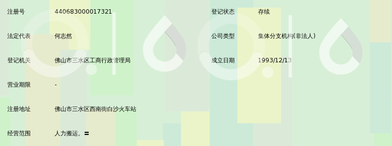 佛山市三水区西南街道白沙第二搬运装卸队