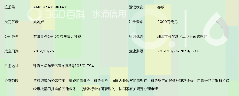 亚银(珠海)融资租赁有限公司_360百科