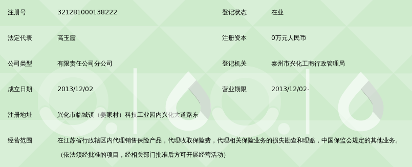 江苏板桥保险代理有限公司兴化汽车城兴众奇瑞