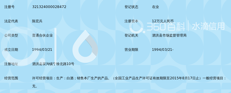 泗洪县双沟白酒厂(普通合伙)_360百科