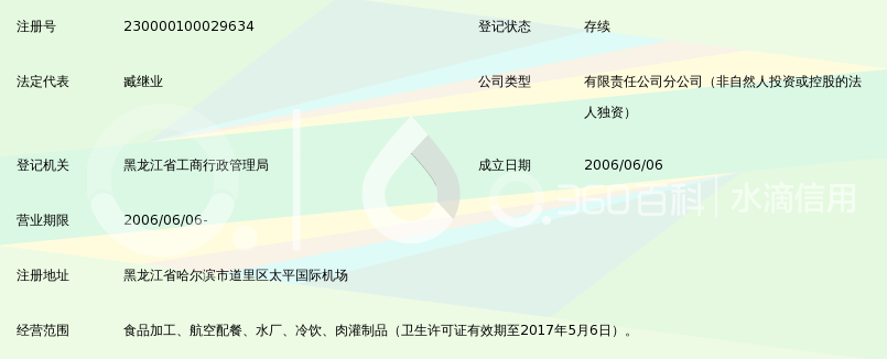 黑龙江省机场管理集团有限公司空港食品分公司