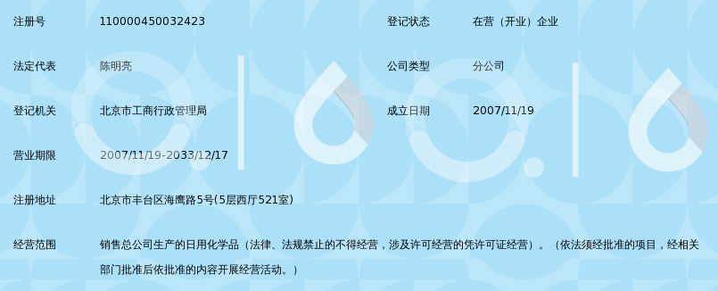 广州蓝月亮实业有限公司北京销售分公司