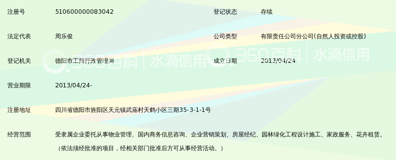 成都汇辰物业服务有限公司德阳分公司