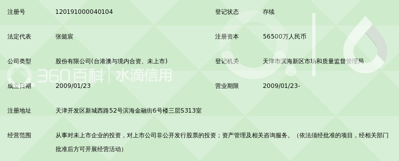 中信资本股权投资(天津)股份有限公司_360百科