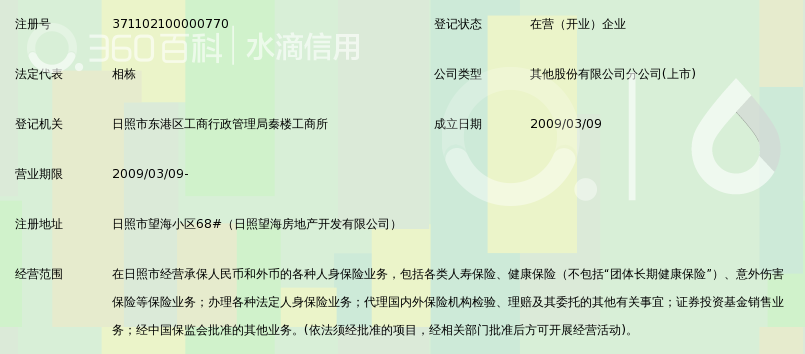 中国平安人寿保险股份有限公司日照中心支公司