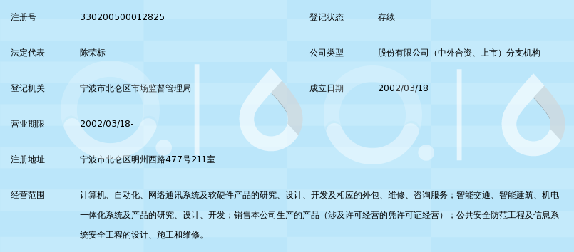 上海宝信软件股份有限公司宁波分公司