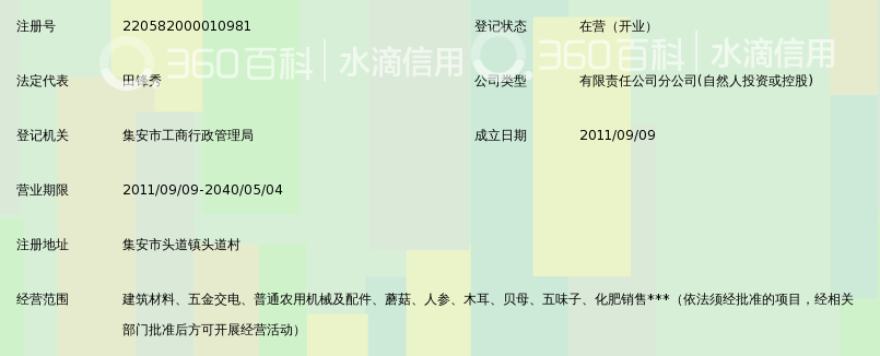 吉林省荣源农业科技开发有限公司集安分公司