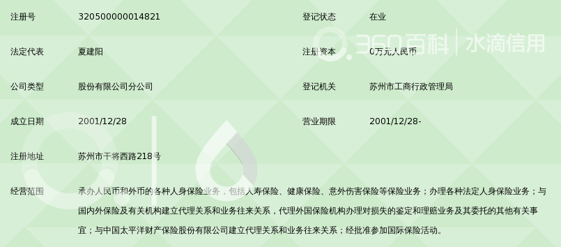 中国太平洋人寿保险股份有限公司苏州分公司