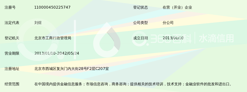 汤森路透金融信息服务(中国)有限公司北京分公